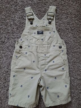 OshKosh B'gosh Cream and Navy Anchor Print Cotton Toddler Size 4T Tag